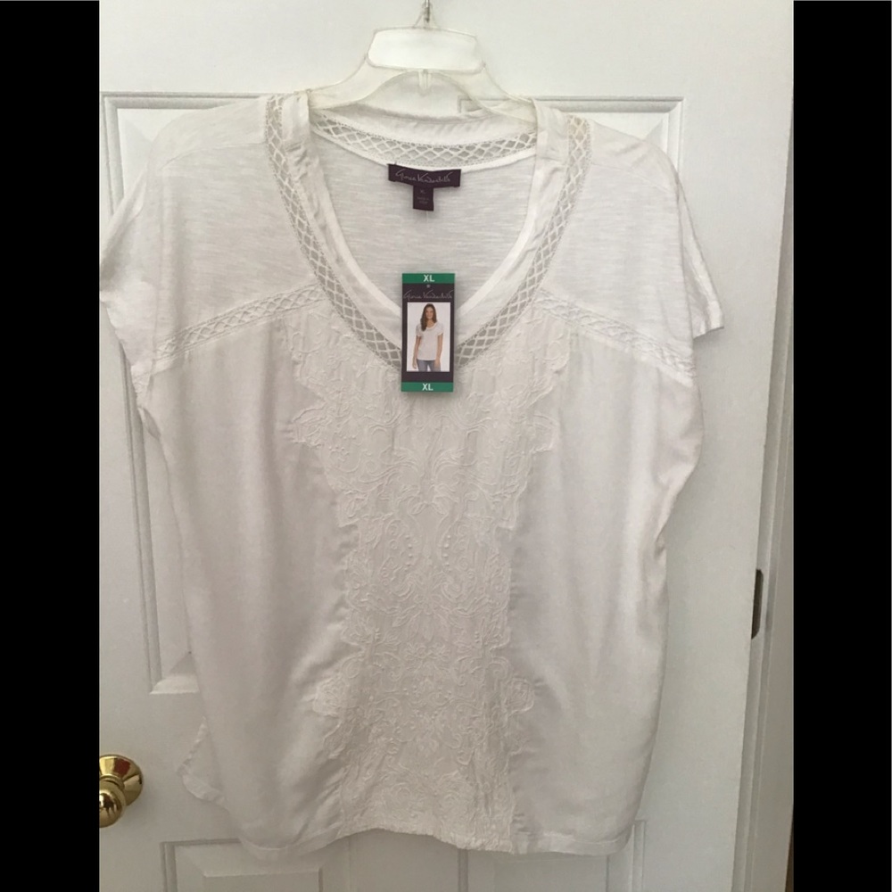 LADIES’ EMBELLISHED TOP - WHITE - XL NWT